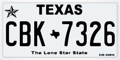 TX license plate CBK7326