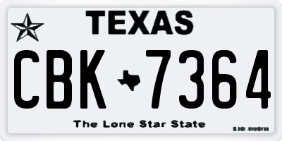 TX license plate CBK7364