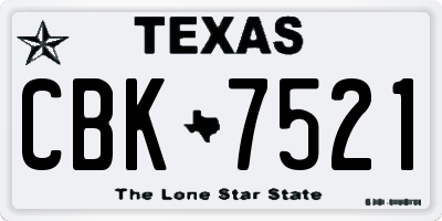TX license plate CBK7521
