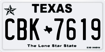 TX license plate CBK7619