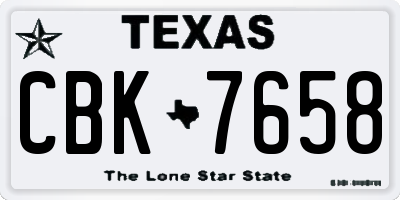 TX license plate CBK7658