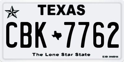 TX license plate CBK7762
