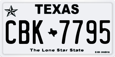 TX license plate CBK7795