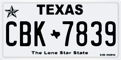 TX license plate CBK7839