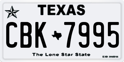 TX license plate CBK7995