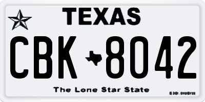 TX license plate CBK8042
