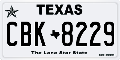 TX license plate CBK8229