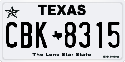 TX license plate CBK8315