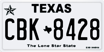TX license plate CBK8428