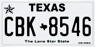 TX license plate CBK8546