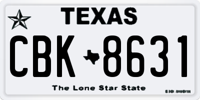 TX license plate CBK8631