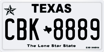 TX license plate CBK8889