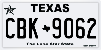 TX license plate CBK9062