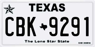 TX license plate CBK9291