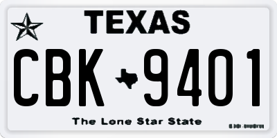 TX license plate CBK9401