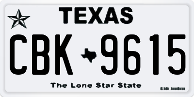 TX license plate CBK9615