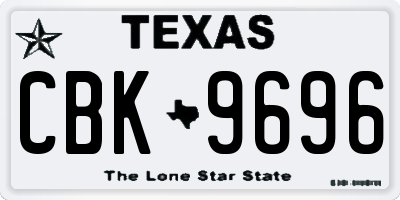 TX license plate CBK9696