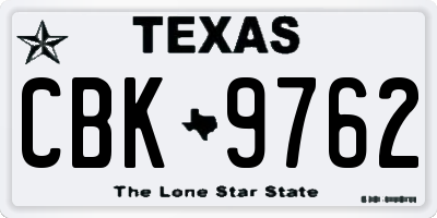 TX license plate CBK9762