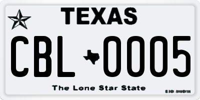 TX license plate CBL0005