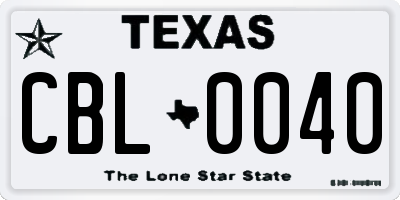 TX license plate CBL0040
