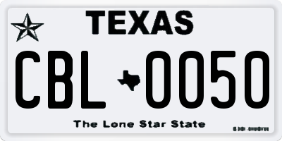 TX license plate CBL0050