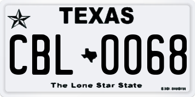 TX license plate CBL0068