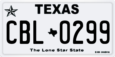 TX license plate CBL0299