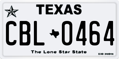 TX license plate CBL0464