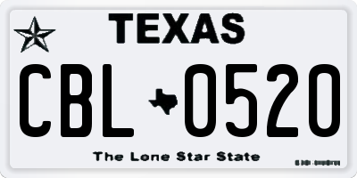 TX license plate CBL0520
