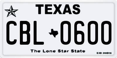 TX license plate CBL0600