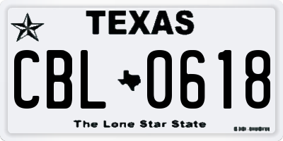 TX license plate CBL0618