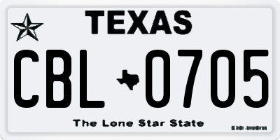 TX license plate CBL0705