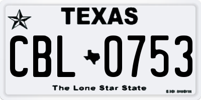 TX license plate CBL0753