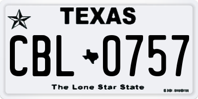 TX license plate CBL0757