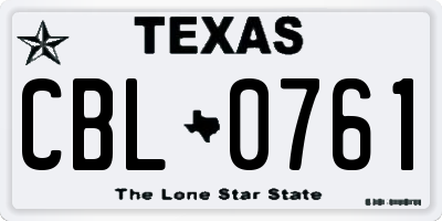 TX license plate CBL0761