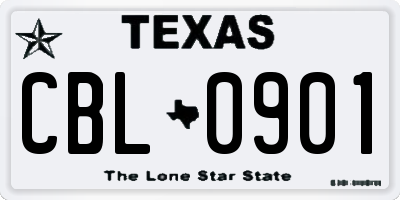TX license plate CBL0901