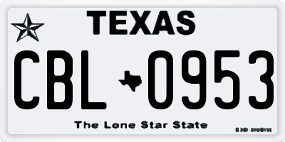 TX license plate CBL0953