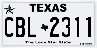 TX license plate CBL2311
