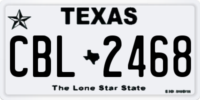TX license plate CBL2468