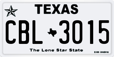 TX license plate CBL3015