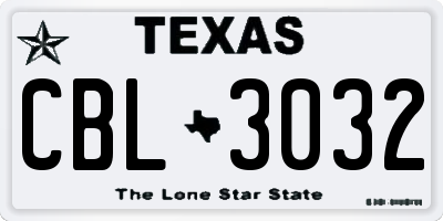 TX license plate CBL3032
