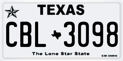 TX license plate CBL3098