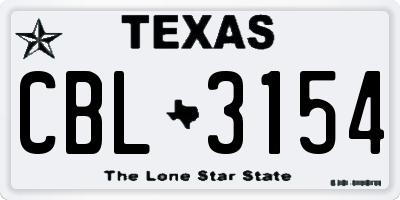 TX license plate CBL3154