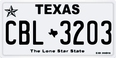 TX license plate CBL3203