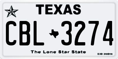 TX license plate CBL3274