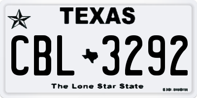 TX license plate CBL3292