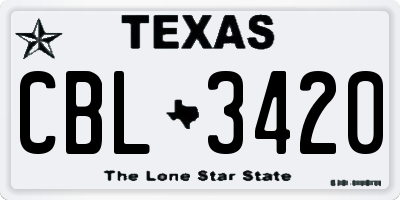 TX license plate CBL3420