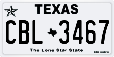 TX license plate CBL3467