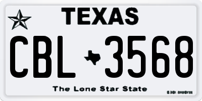 TX license plate CBL3568