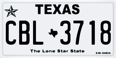 TX license plate CBL3718
